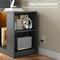 Black Particleboard TV Stand with LED Lights and Charging Station